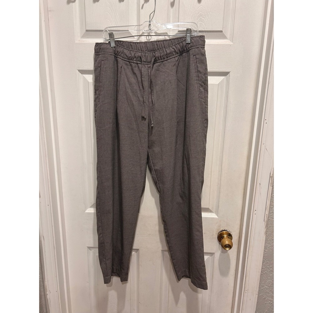 Old Navy Womens Brown Houndstooth Tapered Elastic Drawstring Waist Pants L